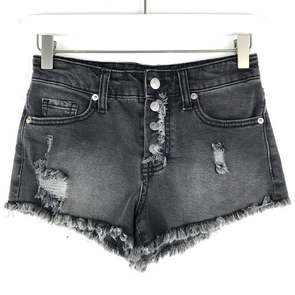 Wild Fable Black Washed Destructed Denim Shorts 00